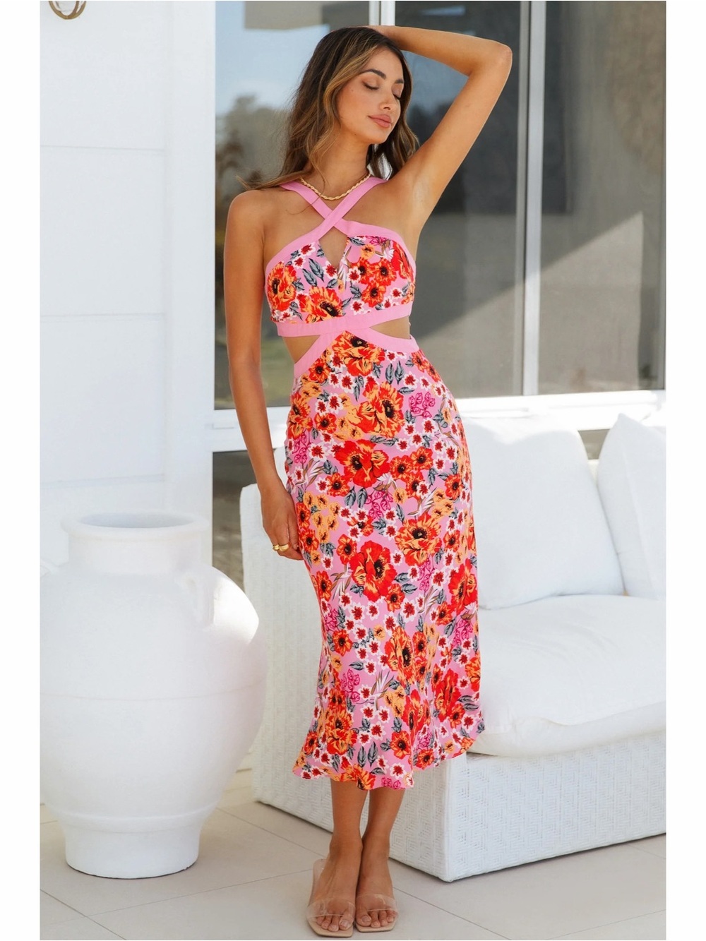 Hello Molly Cutely Preppy Floral Midi Dress